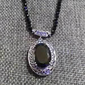 NWT-TANZANITE & TAHITIAN, BLACK SPINEL. STERLING. 20"